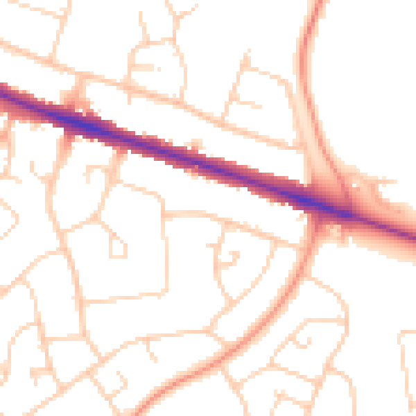 Daytime road noise heatmap for HP21 7AQ