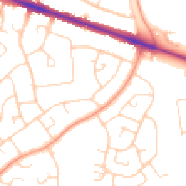 Daytime road noise heatmap for HP21 7AW