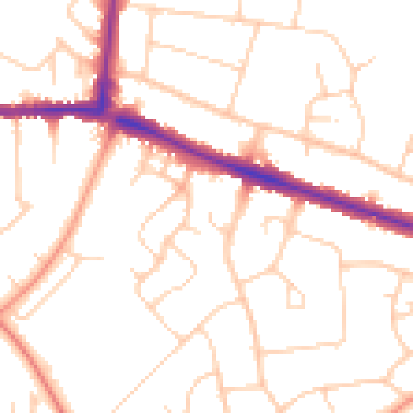 Daytime road noise heatmap for HP21 7AX
