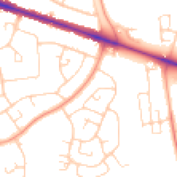 Daytime road noise heatmap for HP21 7BQ