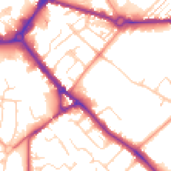 Daytime road noise heatmap for HP21 7BZ