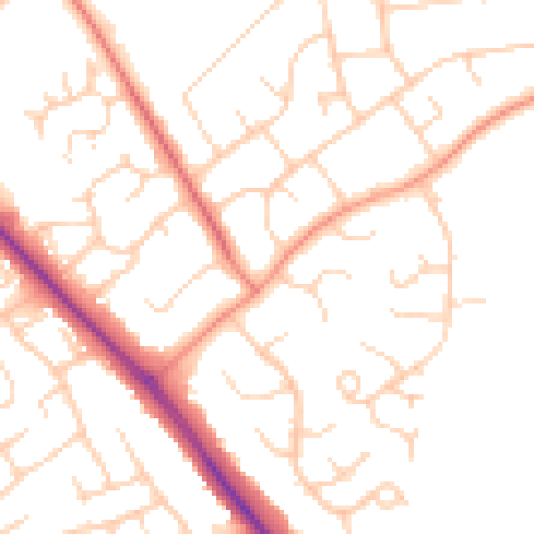 Daytime road noise heatmap for HP21 7DX