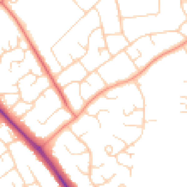 Daytime road noise heatmap for HP21 7DY