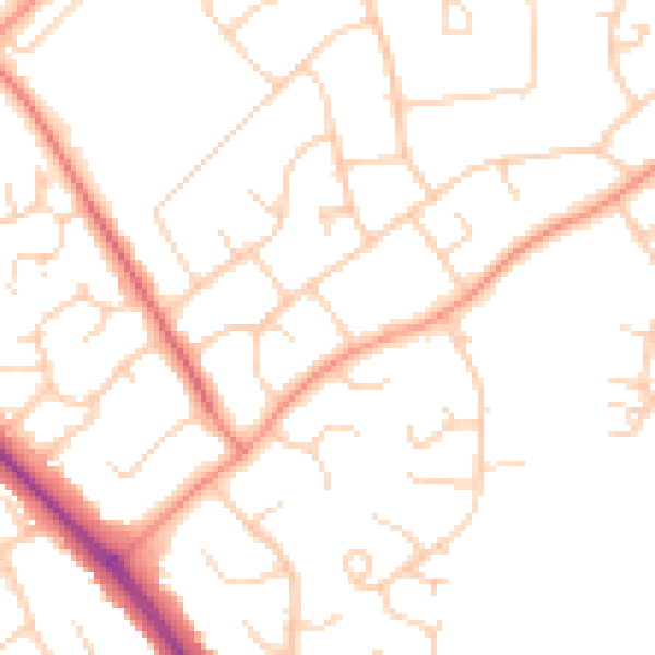 Daytime road noise heatmap for HP21 7DZ