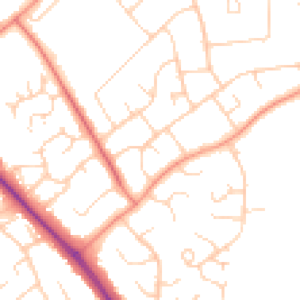 Daytime road noise heatmap for HP21 7EB
