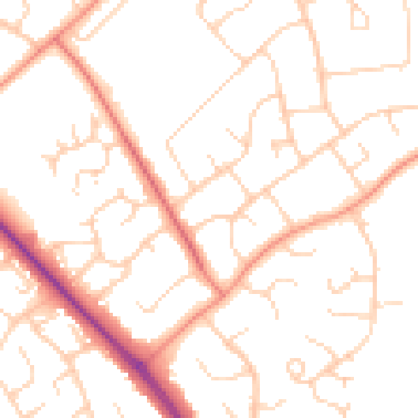Daytime road noise heatmap for HP21 7ED