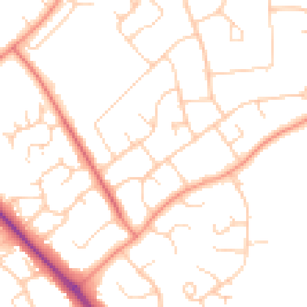 Daytime road noise heatmap for HP21 7EE