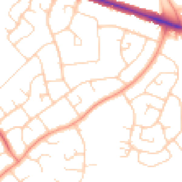 Daytime road noise heatmap for HP21 7EN