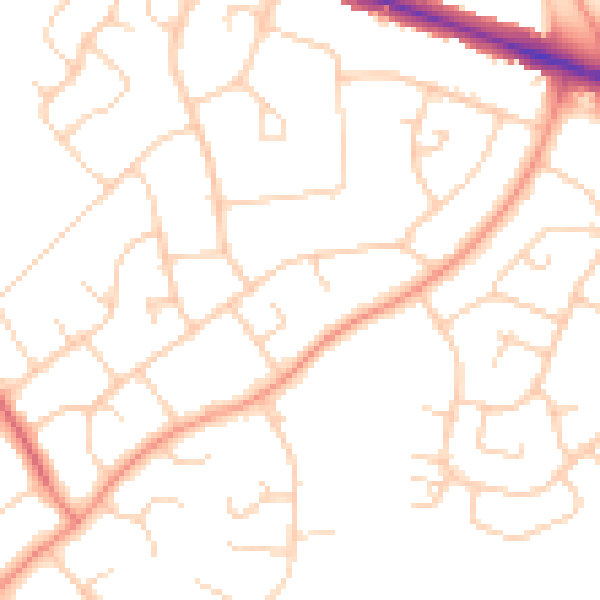 Daytime road noise heatmap for HP21 7EP