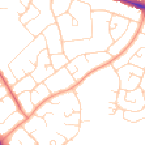 Daytime road noise heatmap for HP21 7ER