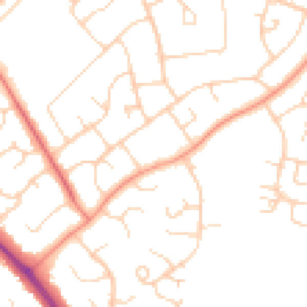 Daytime road noise heatmap for HP21 7ES