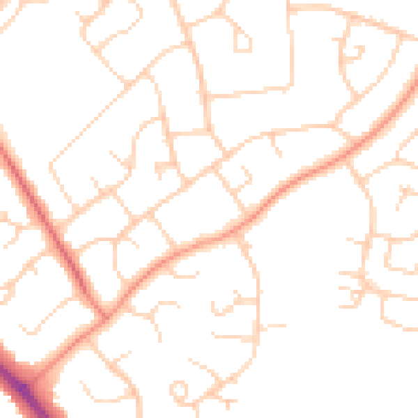 Daytime road noise heatmap for HP21 7ET