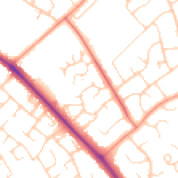 Daytime road noise heatmap for HP21 7EU