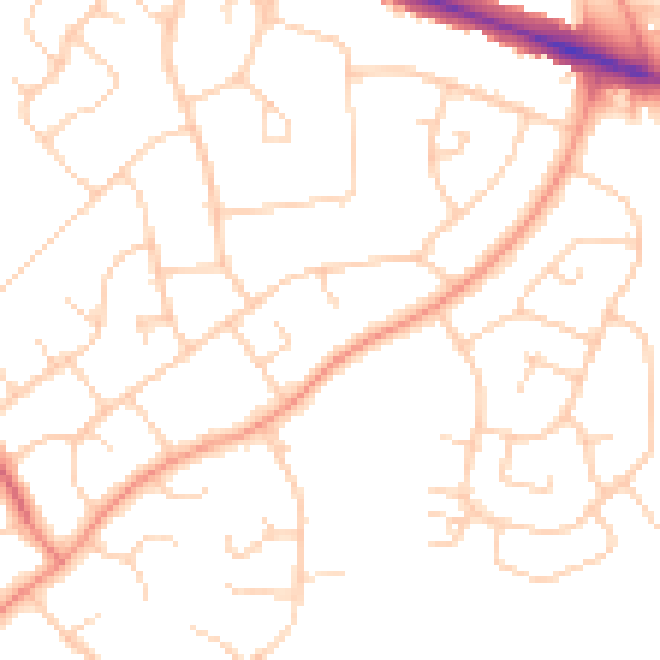 Daytime road noise heatmap for HP21 7EW