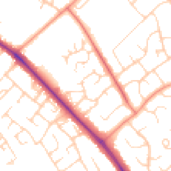 Daytime road noise heatmap for HP21 7EX