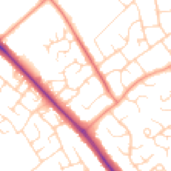 Daytime road noise heatmap for HP21 7EY