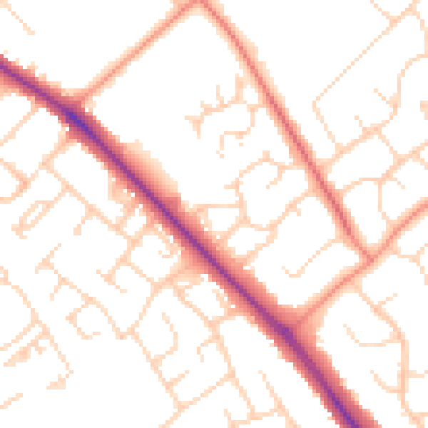 Daytime road noise heatmap for HP21 7EZ
