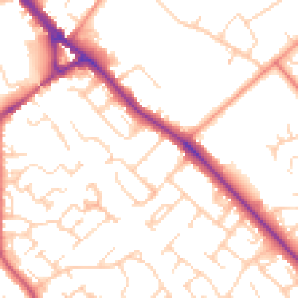 Daytime road noise heatmap for HP21 7LZ