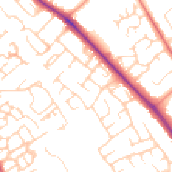 Daytime road noise heatmap for HP21 7NR