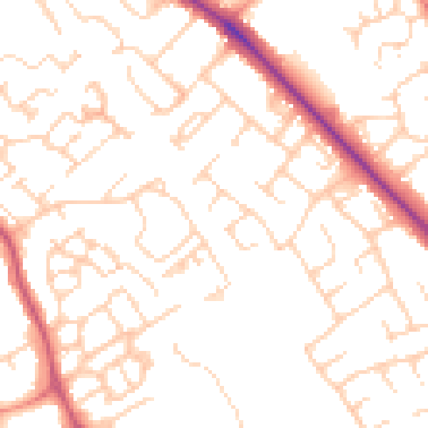 Daytime road noise heatmap for HP21 7NZ