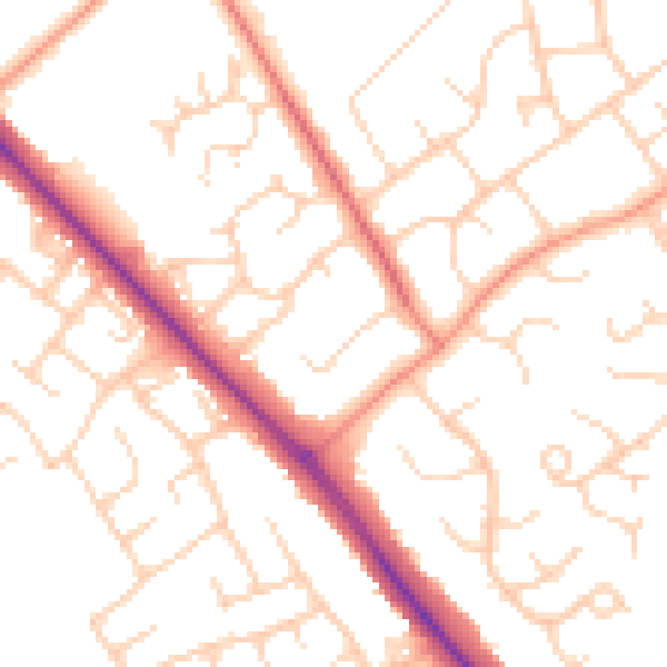 Daytime road noise heatmap for HP21 7PG