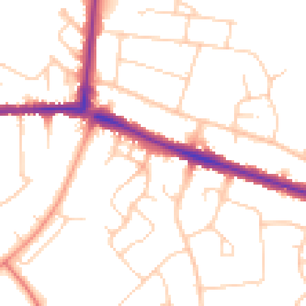 Daytime road noise heatmap for HP21 7PN