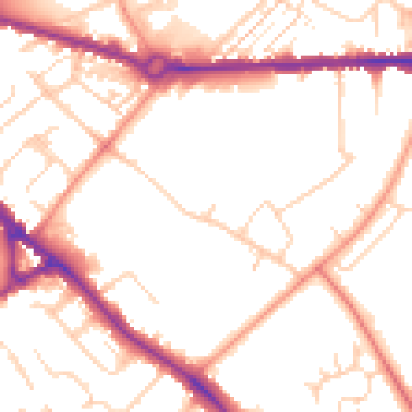 Daytime road noise heatmap for HP21 7PY