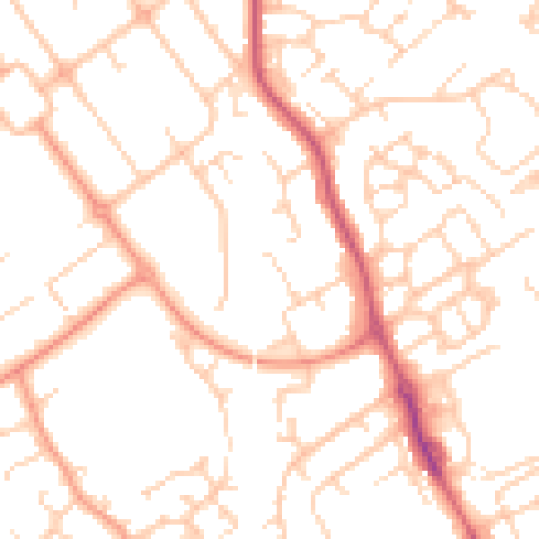 Daytime road noise heatmap for HP21 8AT