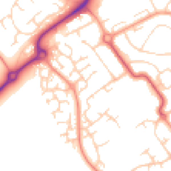 Daytime road noise heatmap for HP21 8FY