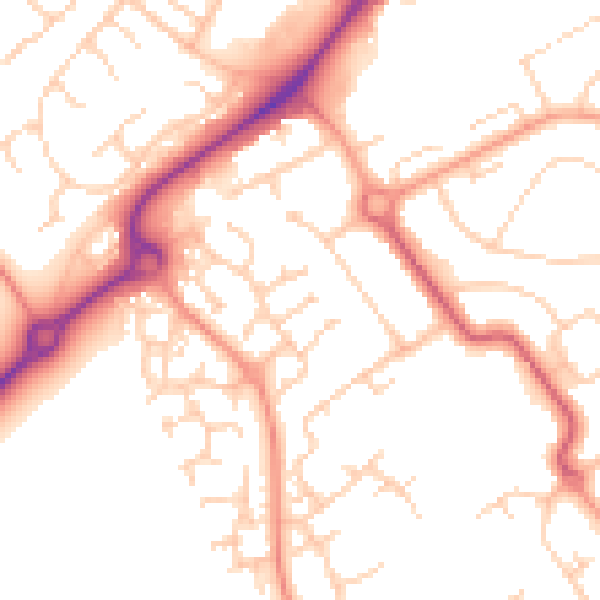 Daytime road noise heatmap for HP21 8FZ