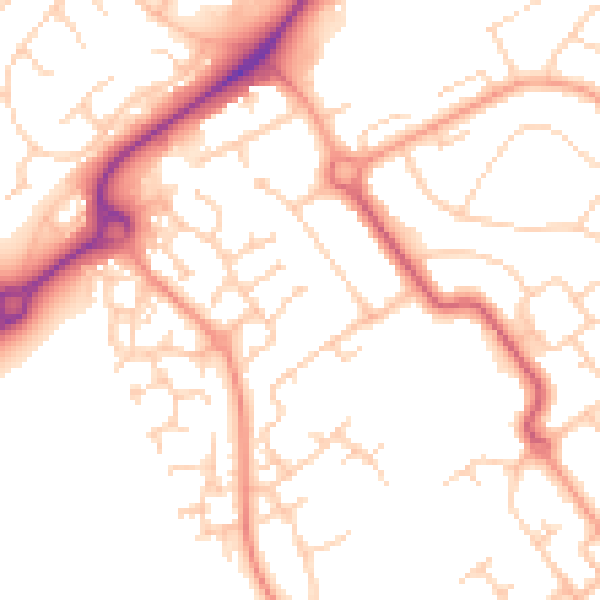 Daytime road noise heatmap for HP21 8GA