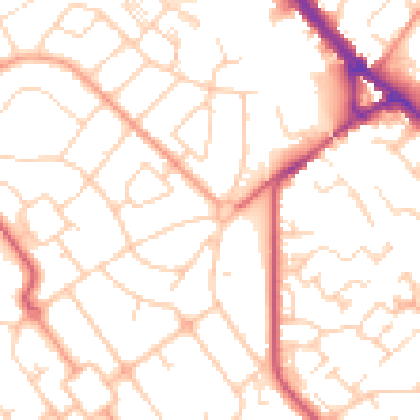 Daytime road noise heatmap for HP21 8HX