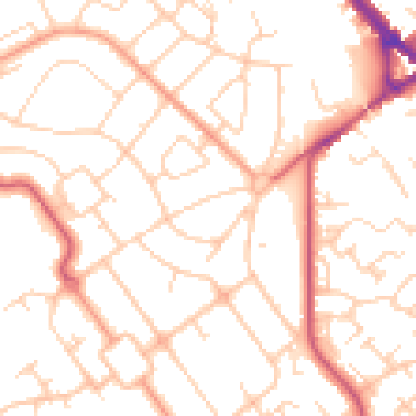 Daytime road noise heatmap for HP21 8JD