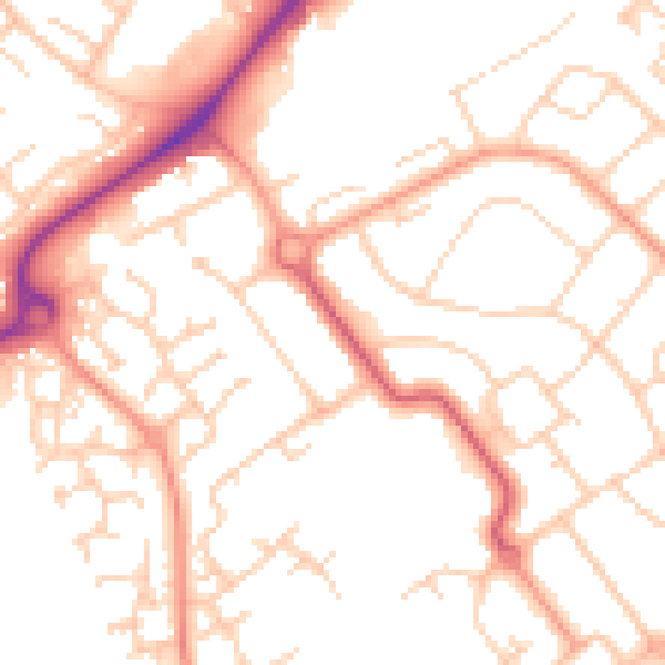 Daytime road noise heatmap for HP21 8NA
