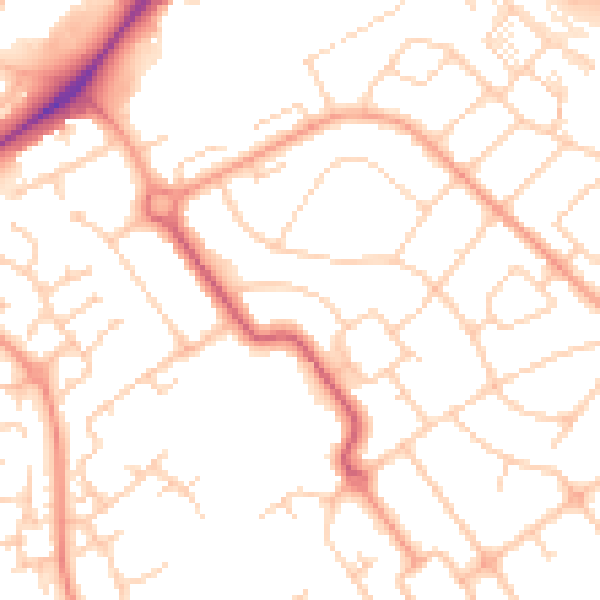 Daytime road noise heatmap for HP21 8NT