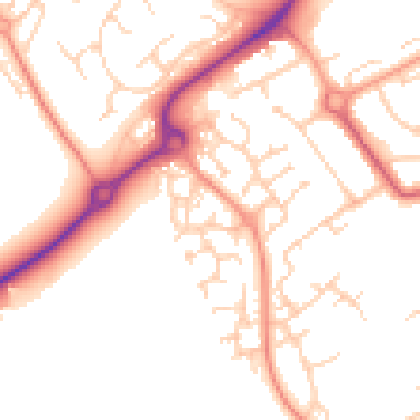 Daytime road noise heatmap for HP21 8PJ
