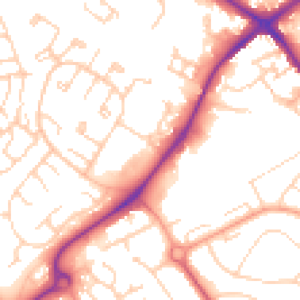 Daytime road noise heatmap for HP21 8UE