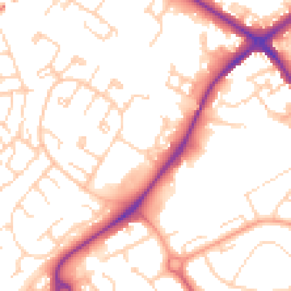 Daytime road noise heatmap for HP21 8UF