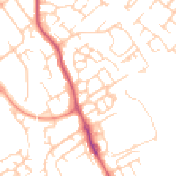Daytime road noise heatmap for HP21 9BZ