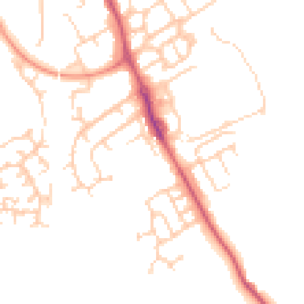 Daytime road noise heatmap for HP21 9DZ
