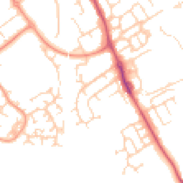 Daytime road noise heatmap for HP21 9EQ