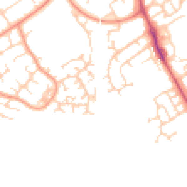 Daytime road noise heatmap for HP21 9JJ