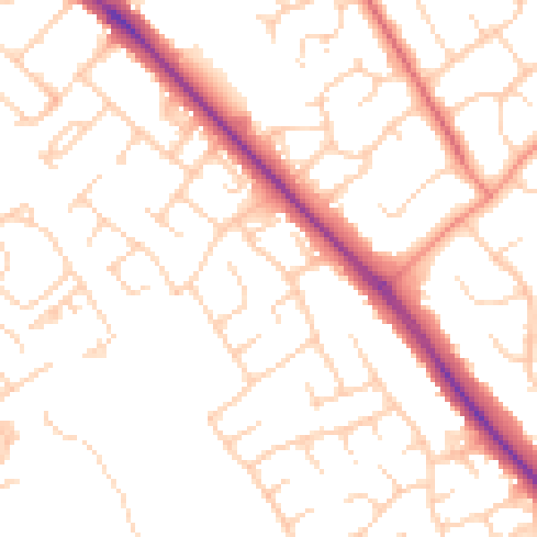 Daytime road noise heatmap for HP21 9QB