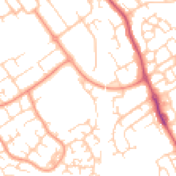 Daytime road noise heatmap for HP21 9QZ