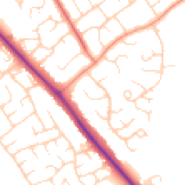Daytime road noise heatmap for HP21 9UY