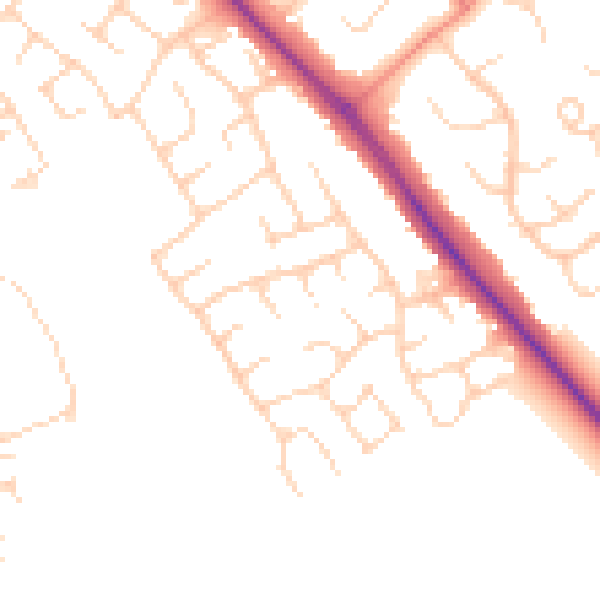 Daytime road noise heatmap for HP21 9XG