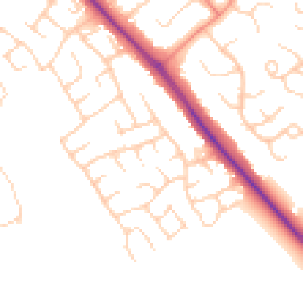 Daytime road noise heatmap for HP21 9XQ