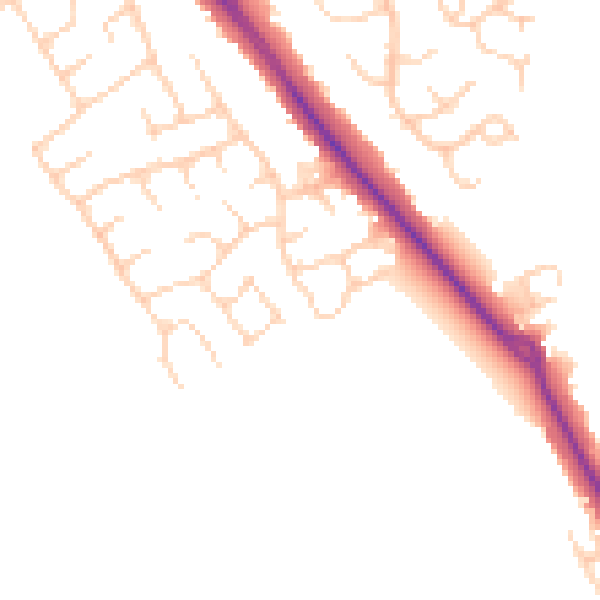 Daytime road noise heatmap for HP21 9YF
