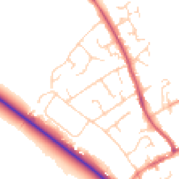 Daytime road noise heatmap for HP22 6DJ