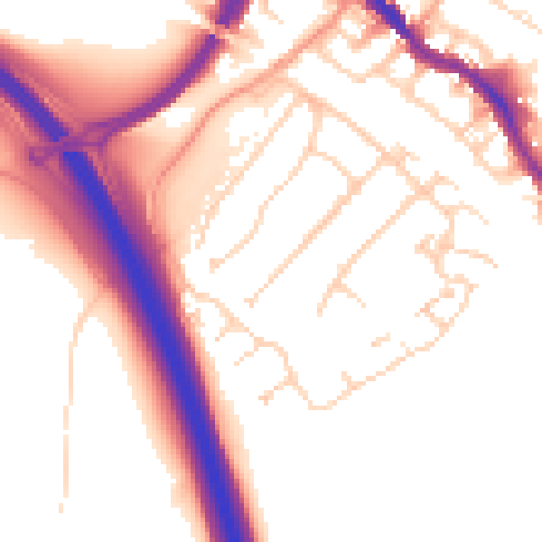 Daytime road noise heatmap for HP3 0AW